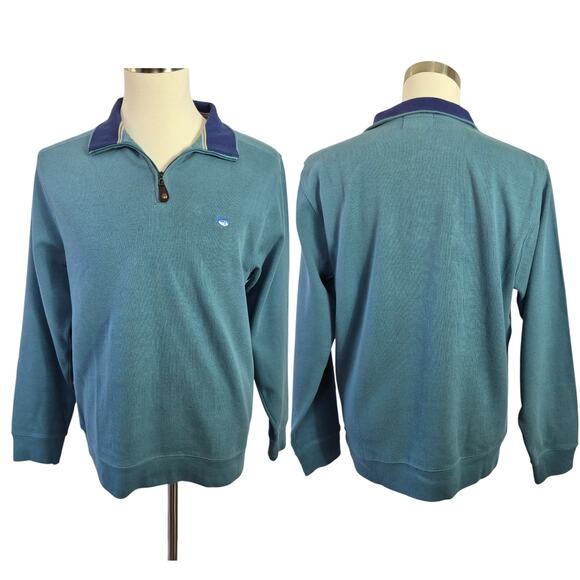 Southern Tide Blue The Skipjack Pull On 1/4 Zip Shirt Sweater Men's Large - Picture 1 of 2